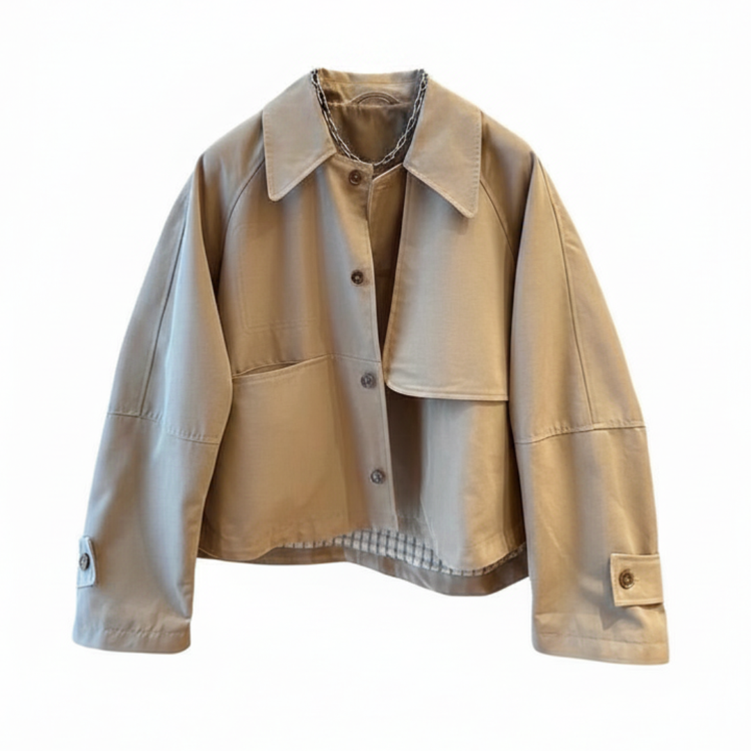 Button Front Collared Cropped Jacket