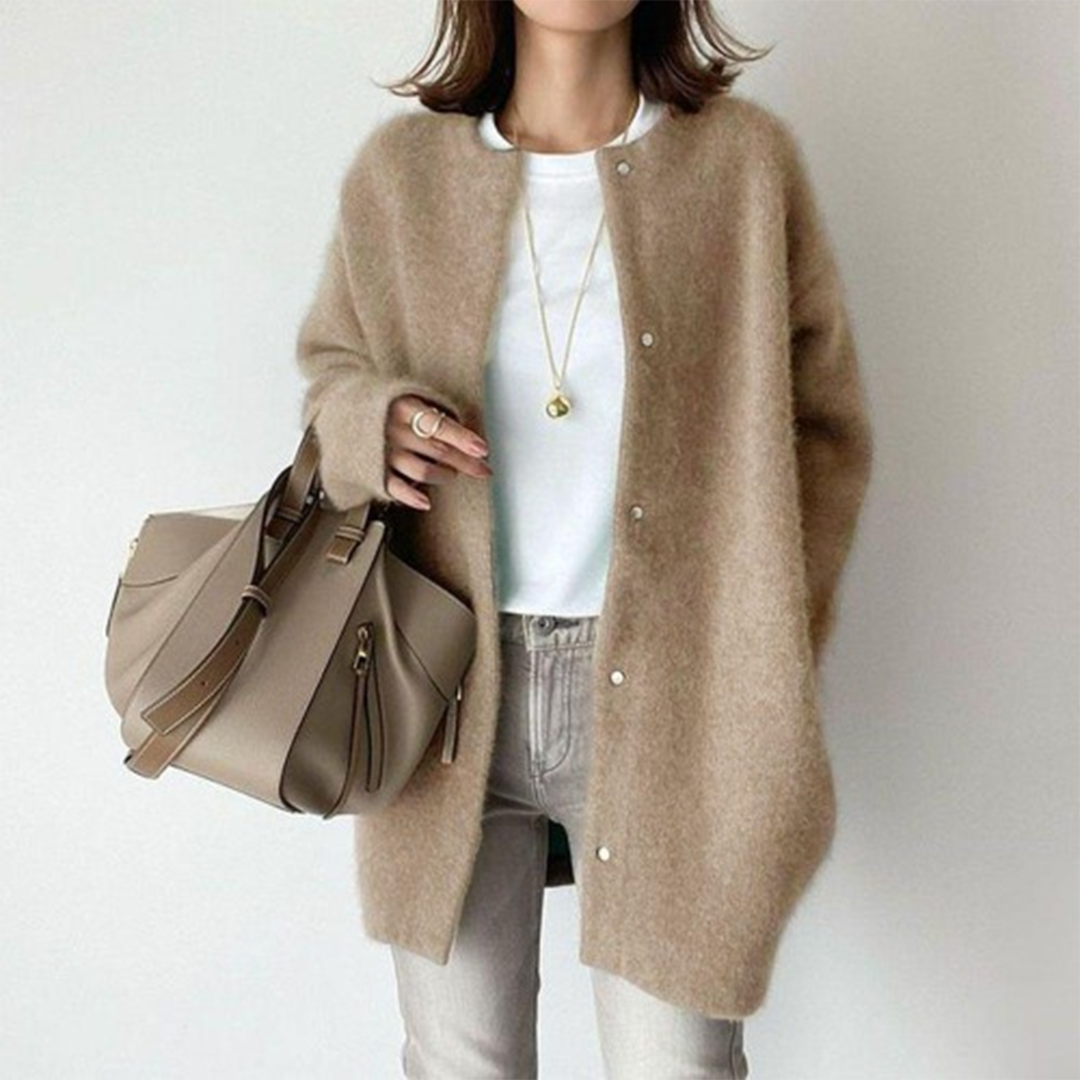 Round Neck Button Front Longline Cardigan
