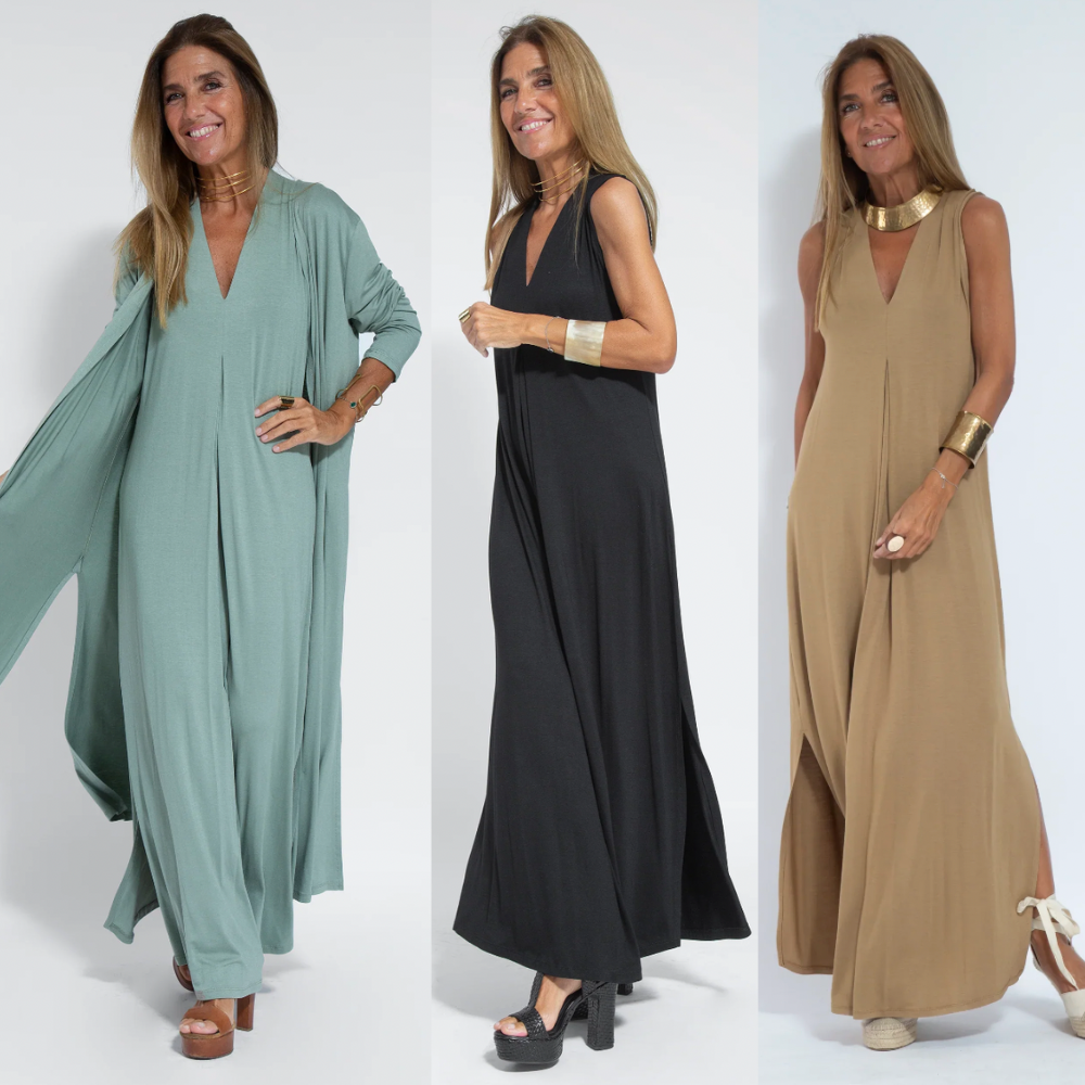 Sleeveless Deep V-Neck Side Slit Maxi Open Vest Two Piece Set - View 14