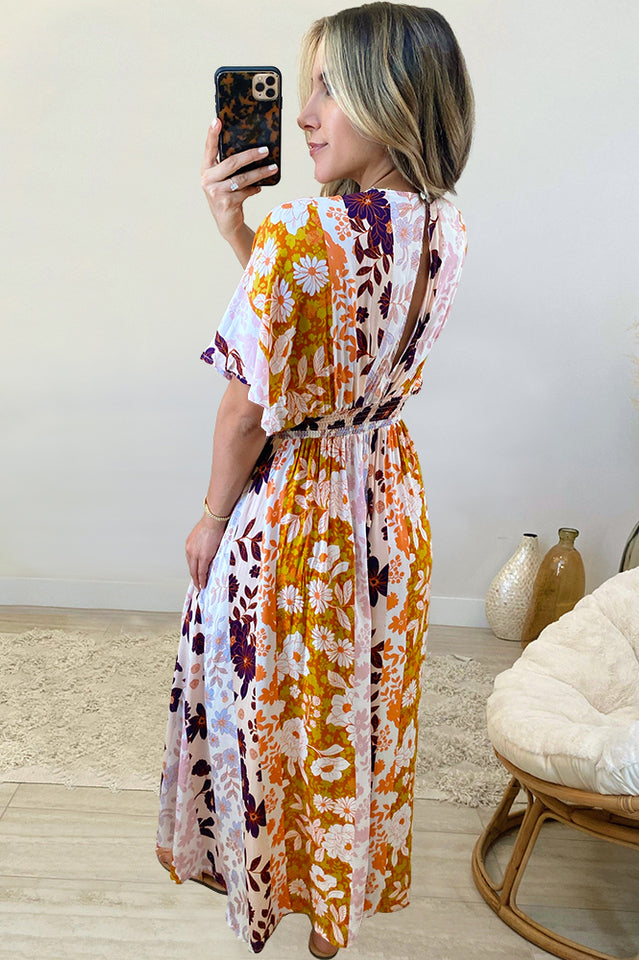 Leopard Print Deep V-Neck Short Sleeve High Split Maxi Dress 10