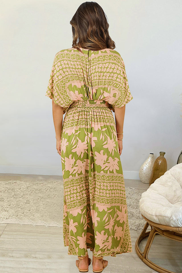 Leopard Print Deep V-Neck Short Sleeve High Split Maxi Dress 7