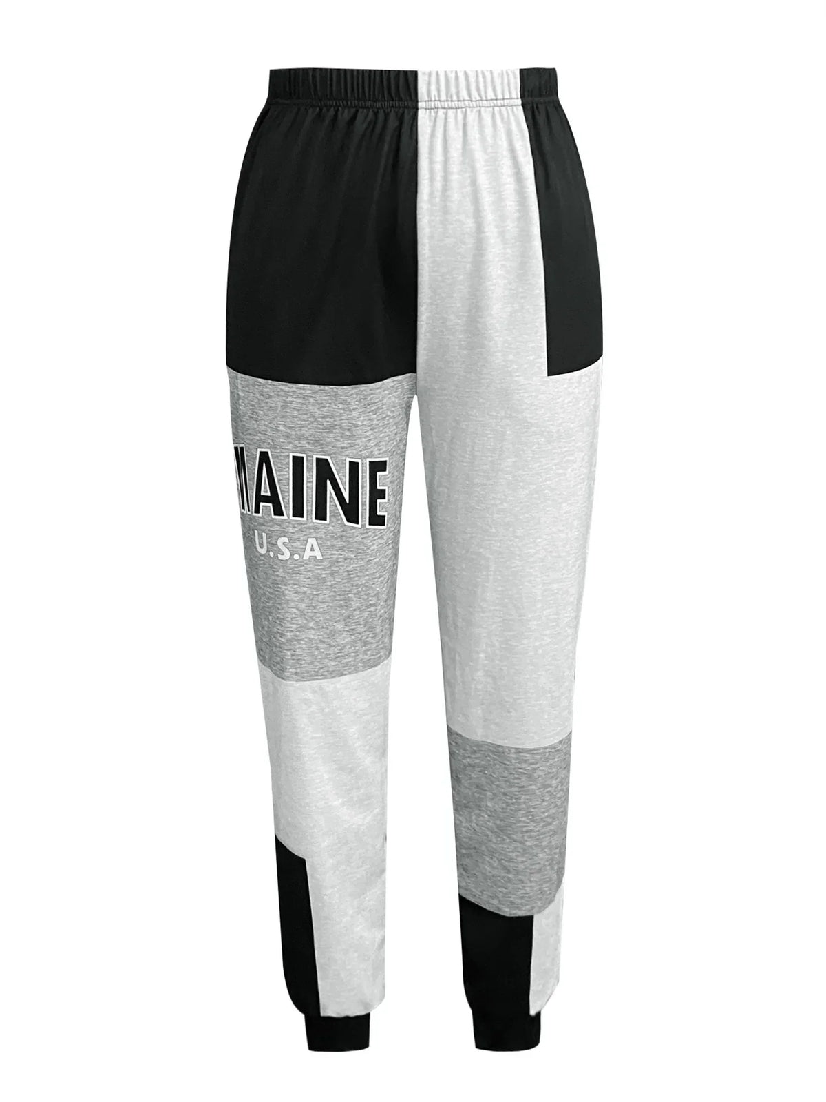 Color Block Jogger Letter Patchwork Print Knitting Slant