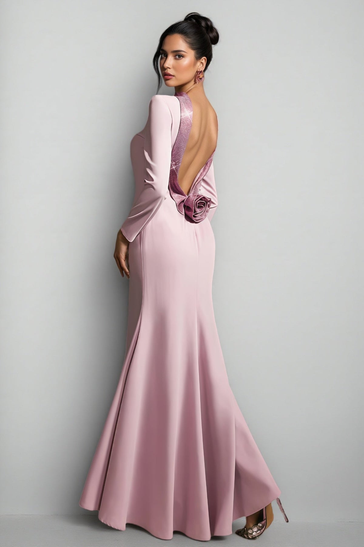 Taryke Backless Rhinestone Flower Maxi Dress - View 2