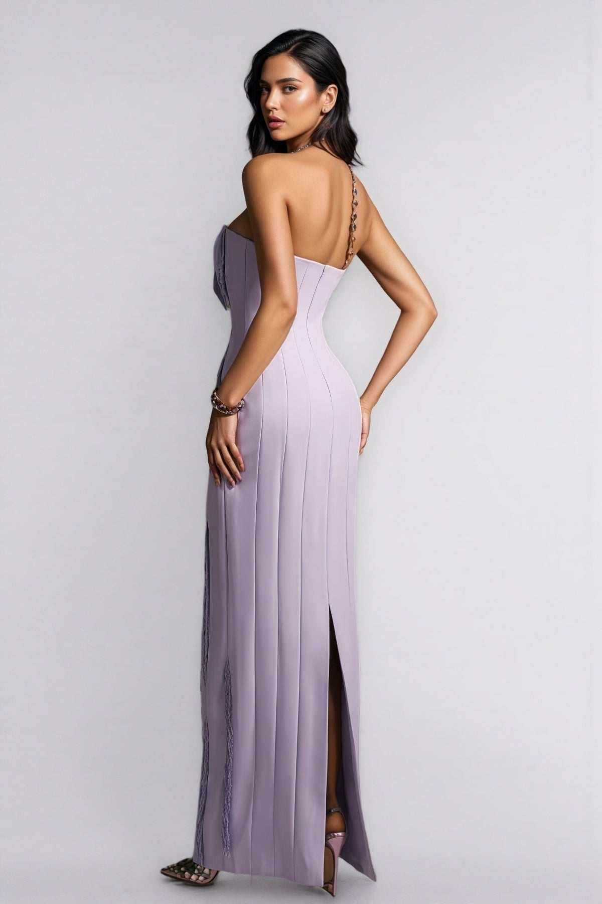 Liorald Strapless Beaded Fringe Maxi Dress - View 6