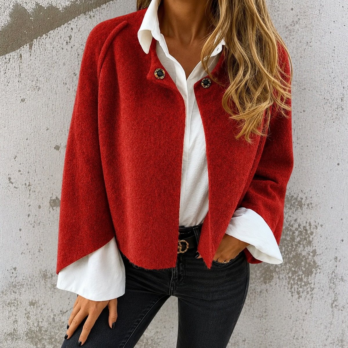 Batwing Sleeve Button Front Cropped Knit Jacket 7