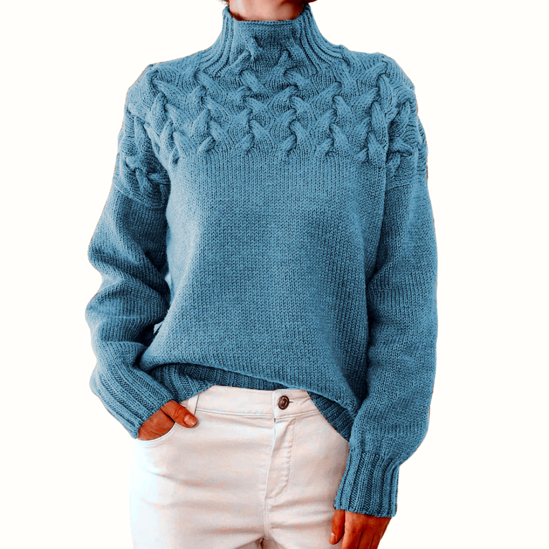 Turtleneck Cable Knit Long Sleeve Sweater