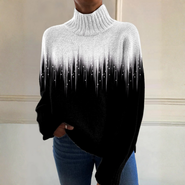Ombre Turtleneck Long Sleeve Knit Sweater