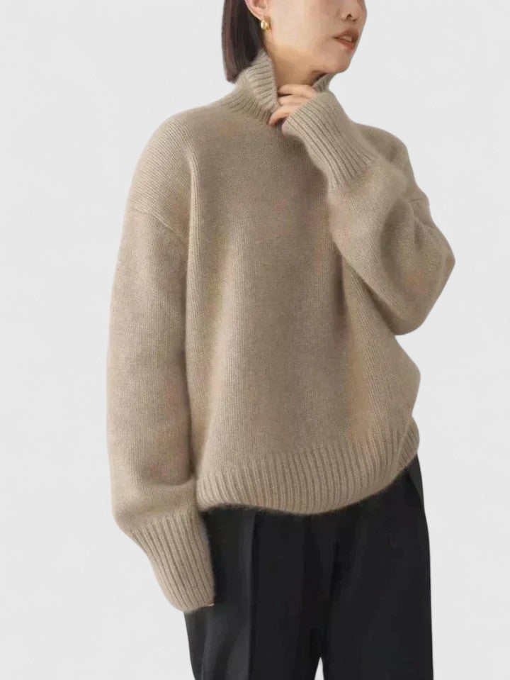 Turtleneck Long Sleeve Ribbed Oversized Knit Sweater 5