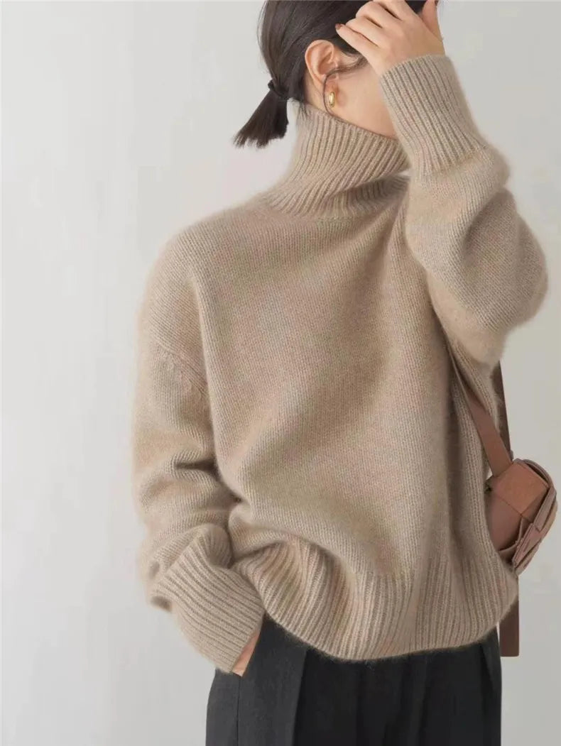 Turtleneck Long Sleeve Oversized Knit Sweater 5