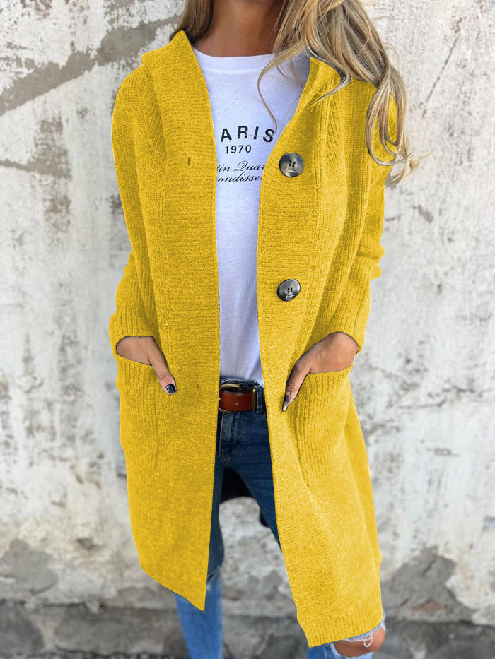 Hooded Button Front Longline Knit Cardigan 6