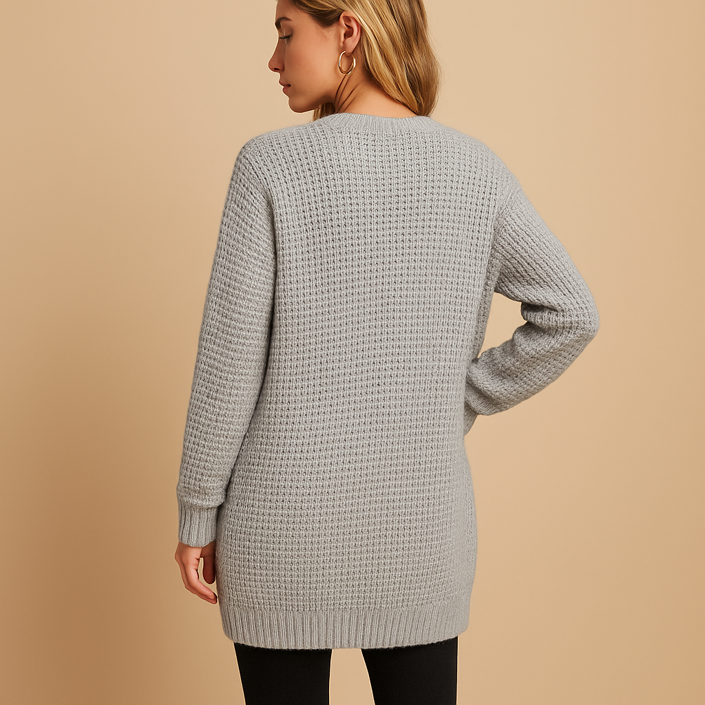 Waffle Knit Open Front Pocket Cardigan 5