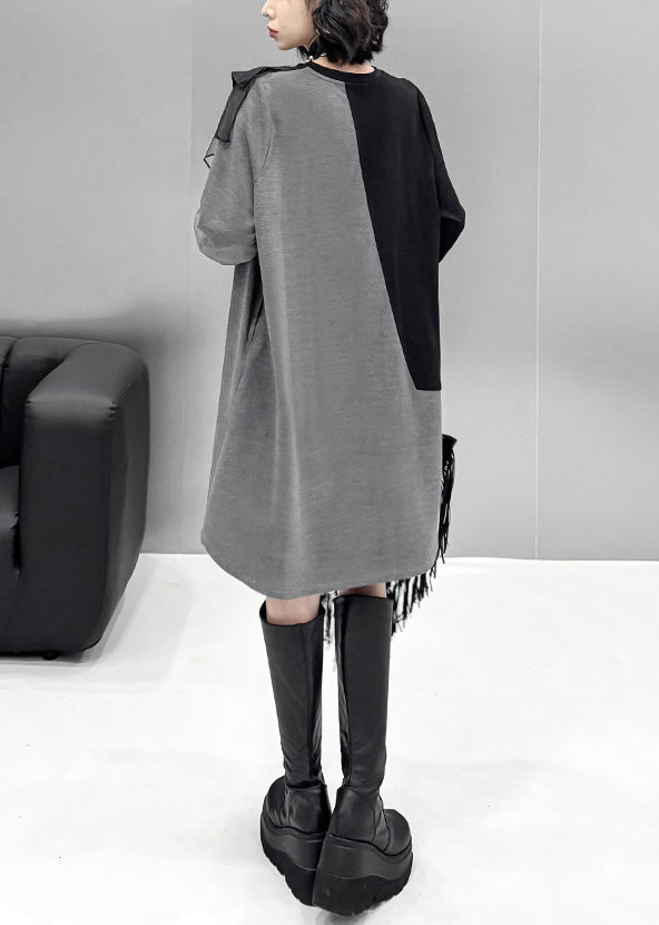 Asymmetrical Tulle Ruffle Patchwork Long Sleeve Mini Dress - View 5