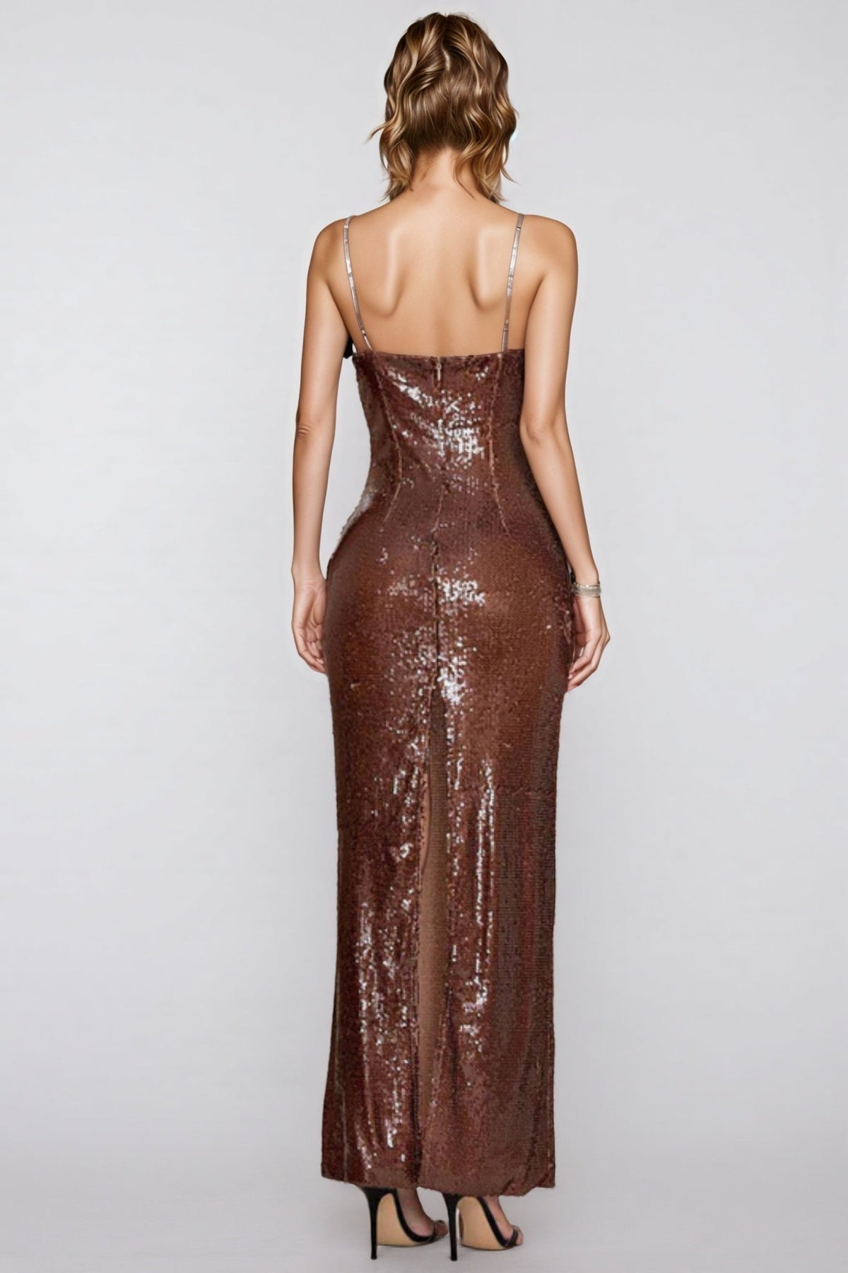 Fiorella Brown Sequin Maxi Dress - View 5