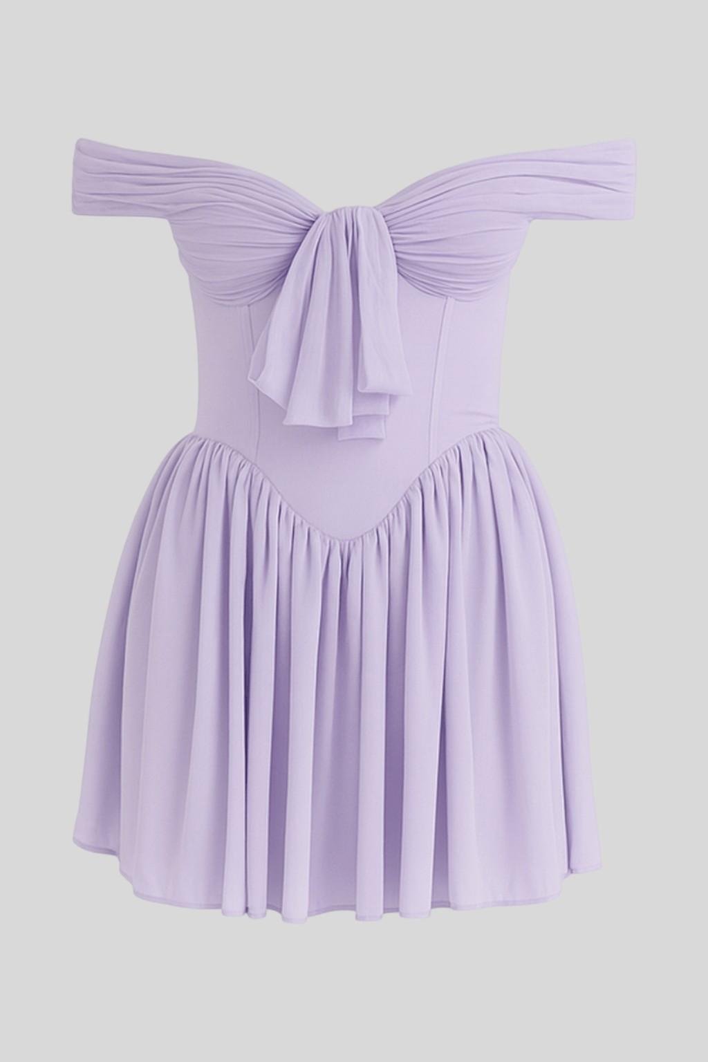 Off Shoulder Bow Front Corset Flare Mini Dress 3