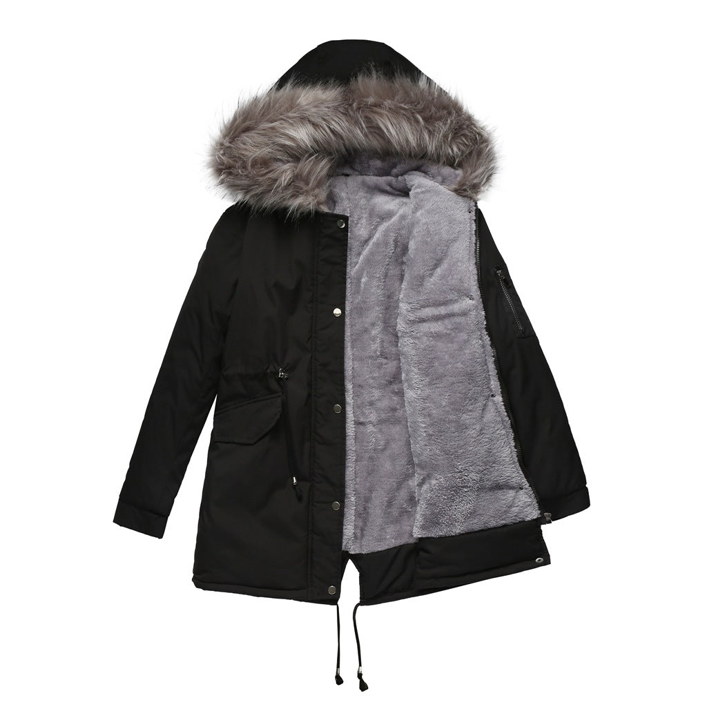 Hooded Faux Fur Trim Drawstring Parka 13