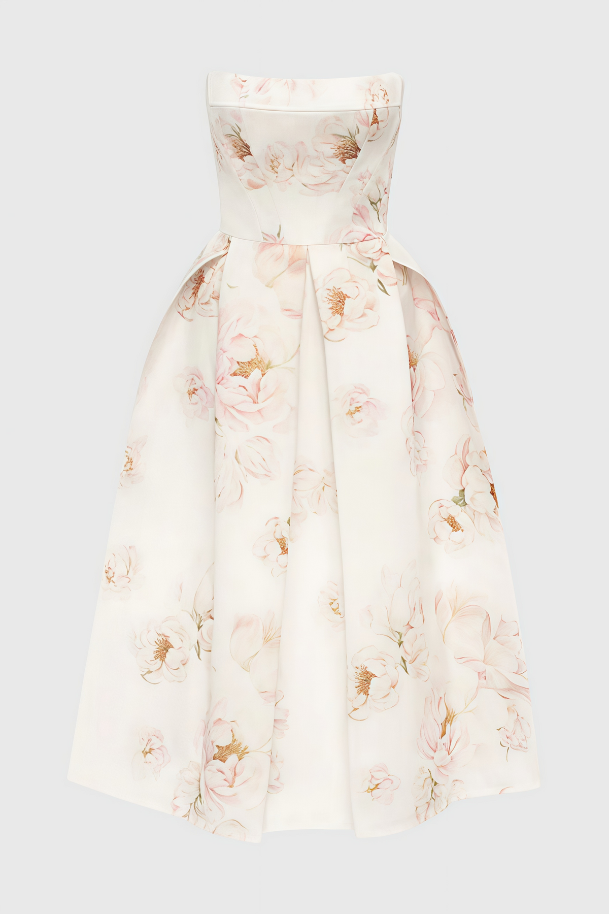 Floral Print Strapless Fit and Flare Midi Dress - View 4