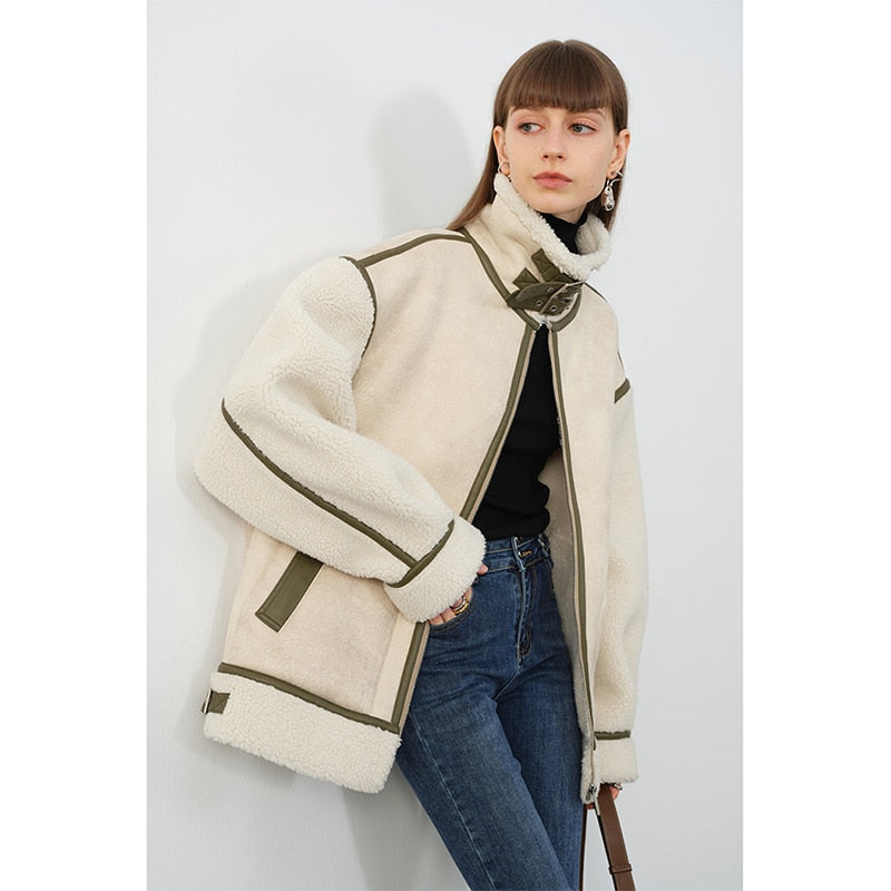 Warm Loose Leather Patchwork Jacket