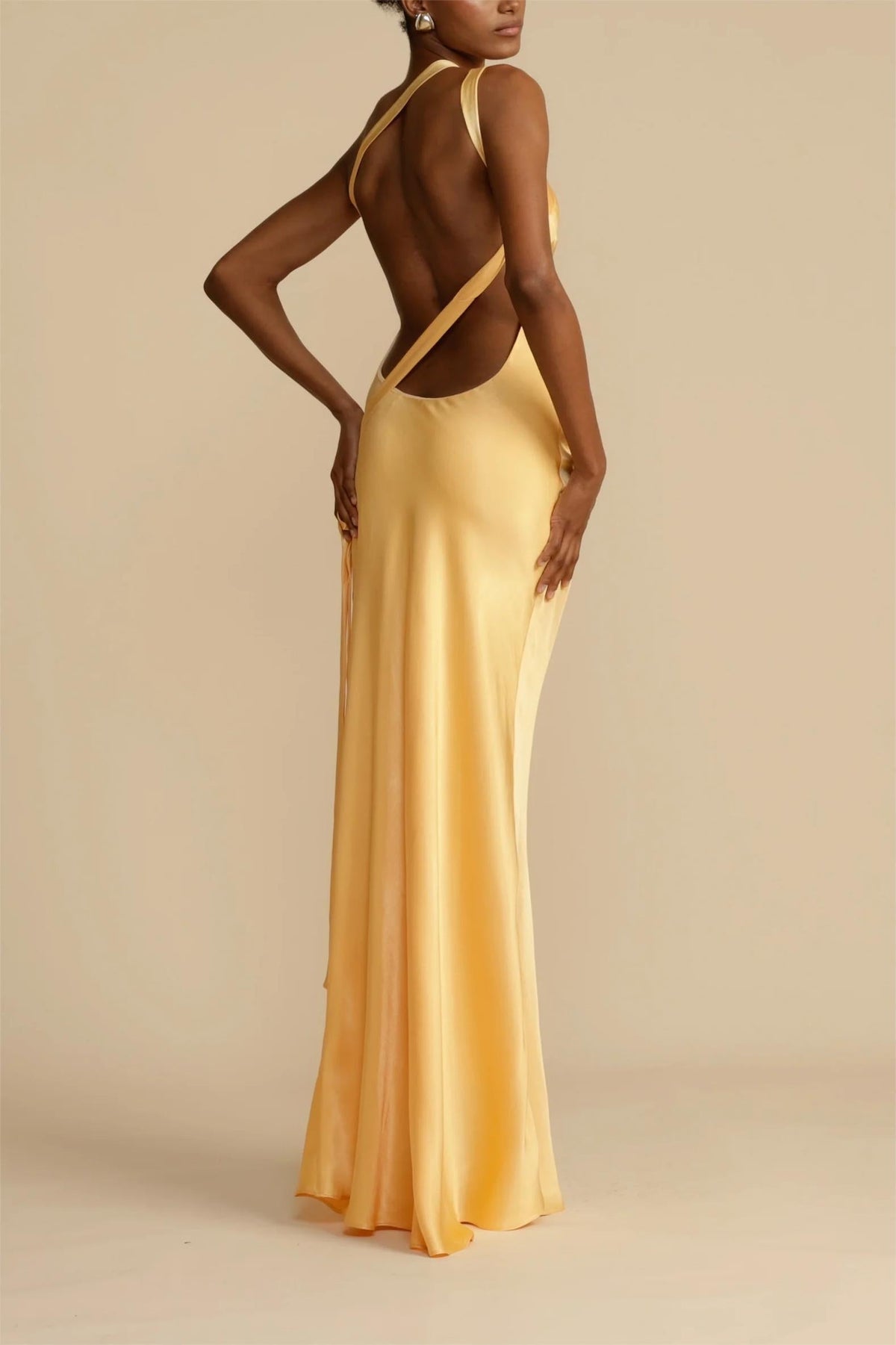 Moonlit Soiree Satin Asymmetrical One Shoulder Maxi Dress - View 8
