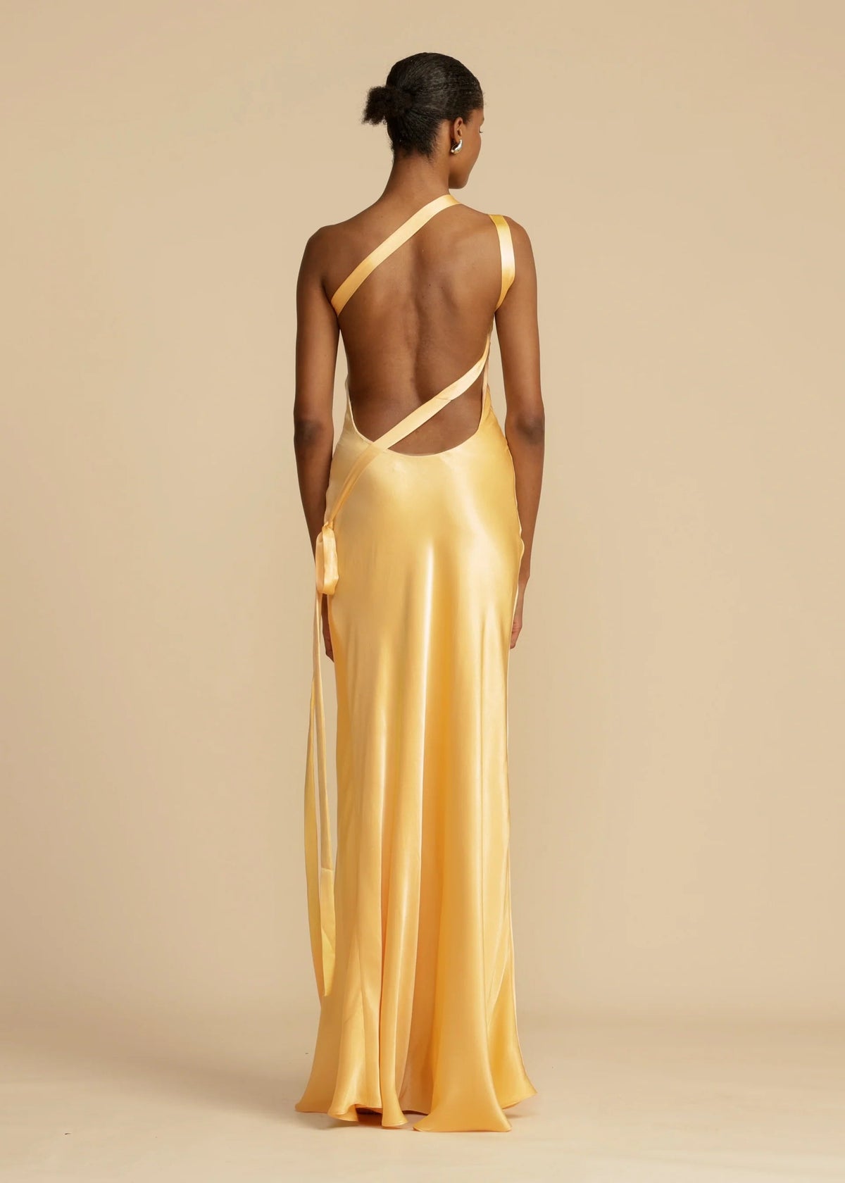 Moonlit Soiree Satin Asymmetrical One Shoulder Maxi Dress - View 6