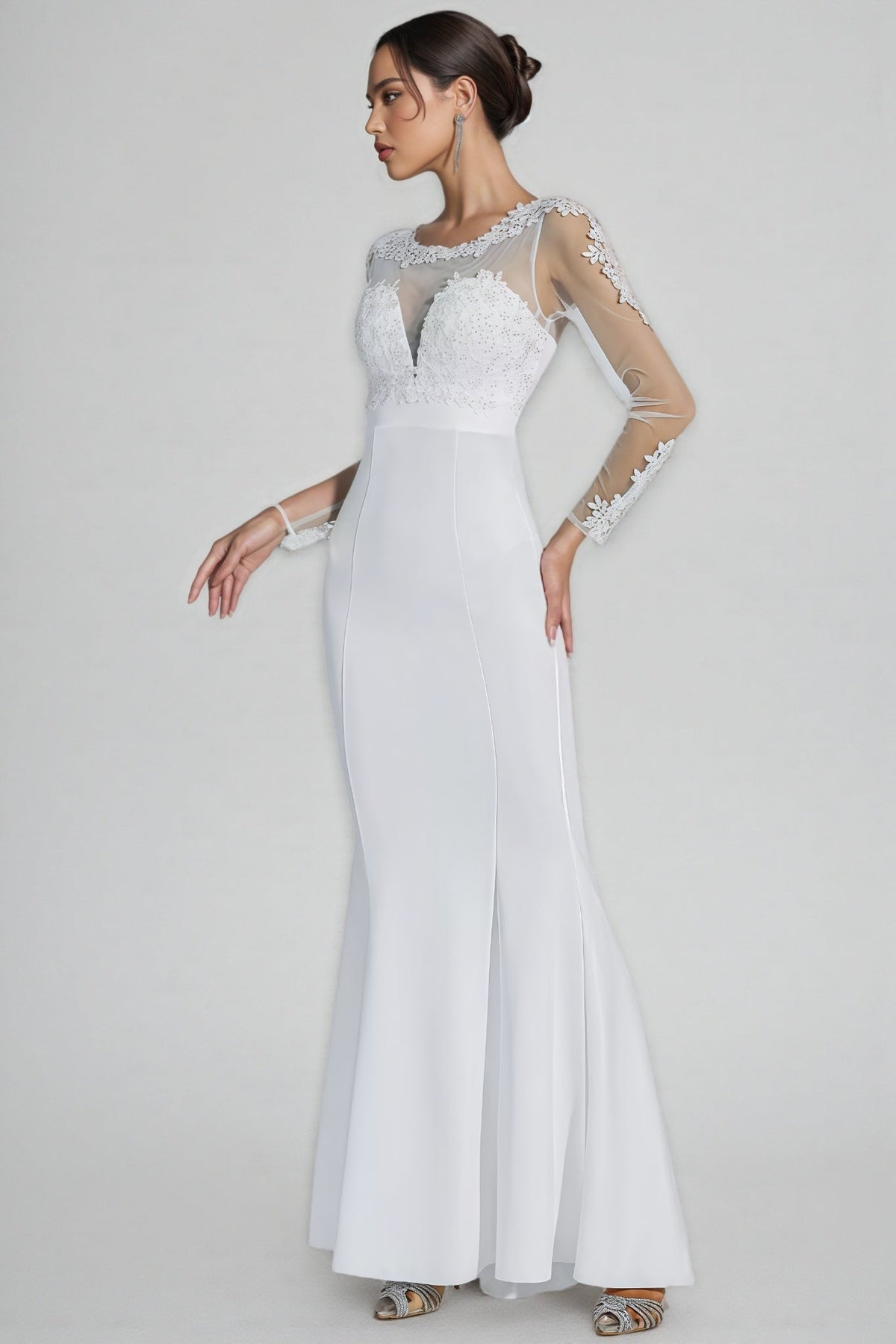 Marend White Lace Bodycon Maxi Dress - View 3