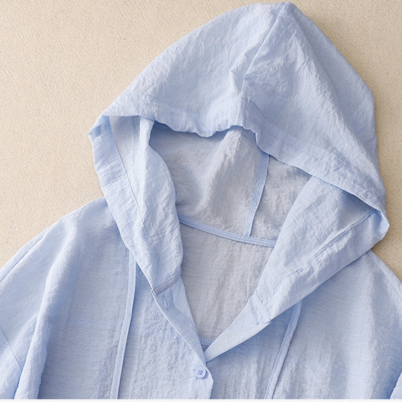 Hooded Button Front Long Sleeve Linen Shirt 3