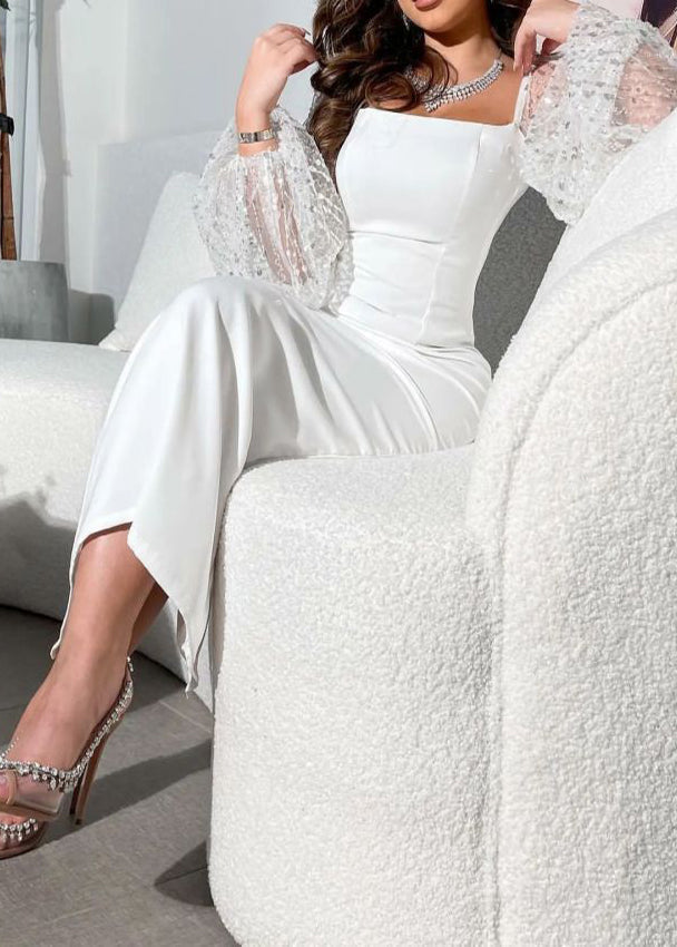 Lace Bishop Sleeve Square Neck Bodycon Midi Cocktail Dress - View 4