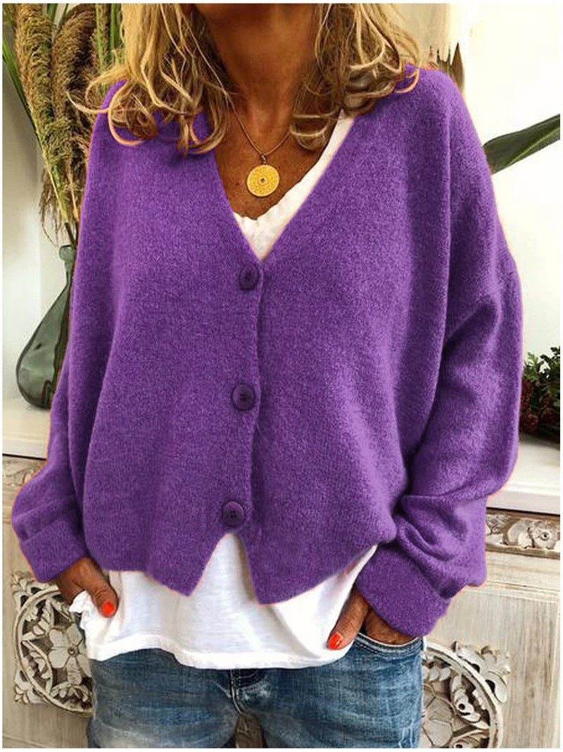V-Neck Button Front Long Sleeve Knit Cardigan 5