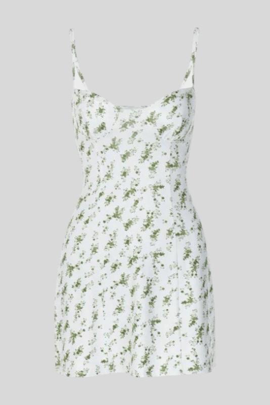 Sweetheart Neck Spaghetti Strap Floral Corset Mini Dress 7