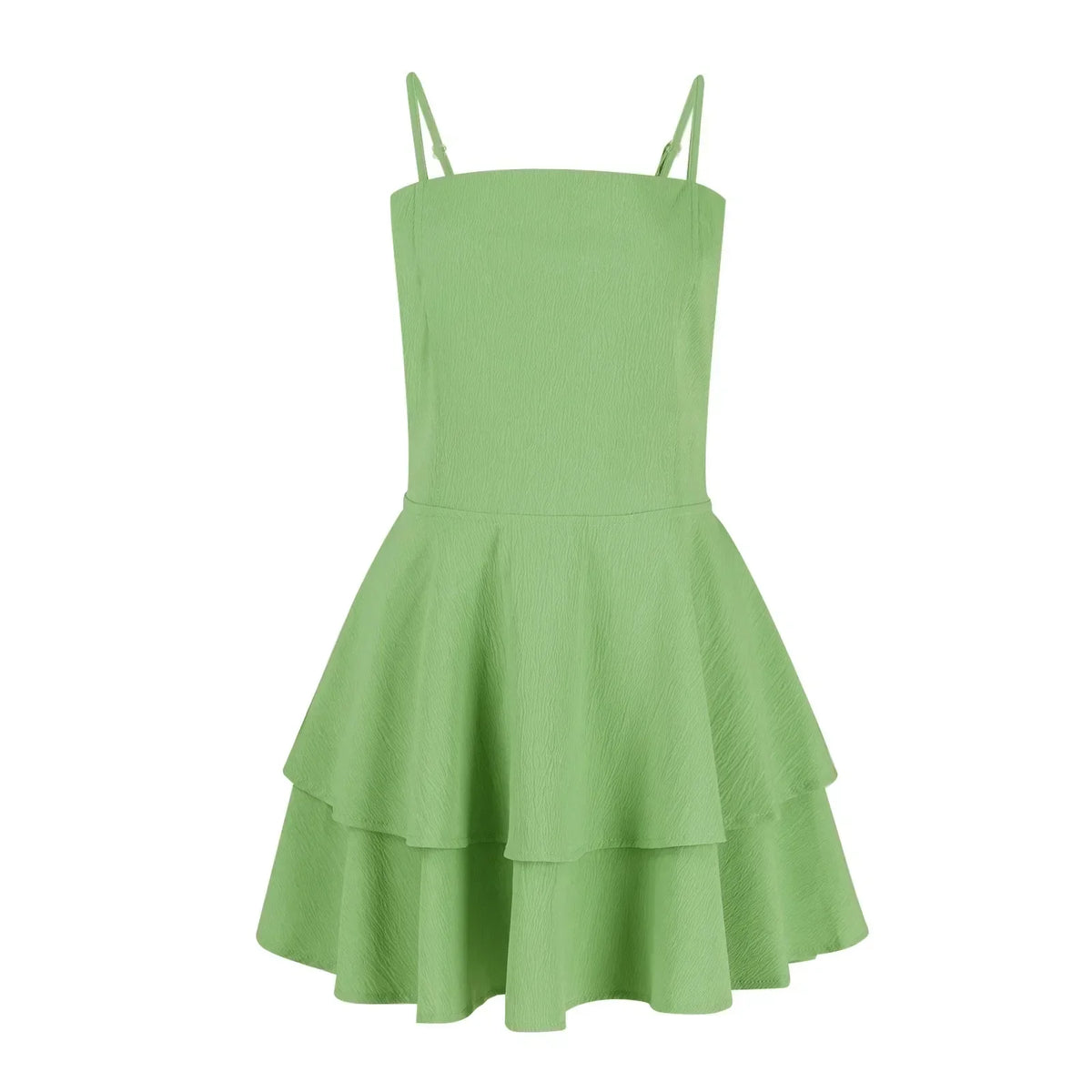 Square Neck Spaghetti Strap Tiered Ruffle A-Line Mini Party Dress - View 4