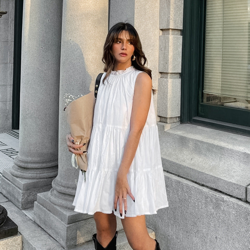 Sleeveless Ruffle Collar Tiered Babydoll A-Line Mini Dress - View 2