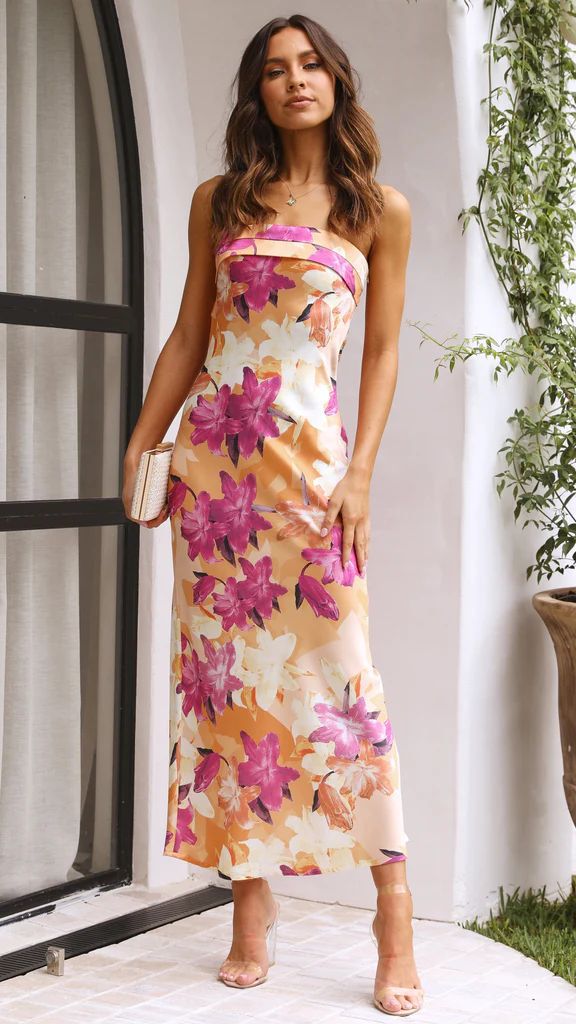 Satin Strapless Cowl Back Ruched Back Strap Maxi Dress - View 7