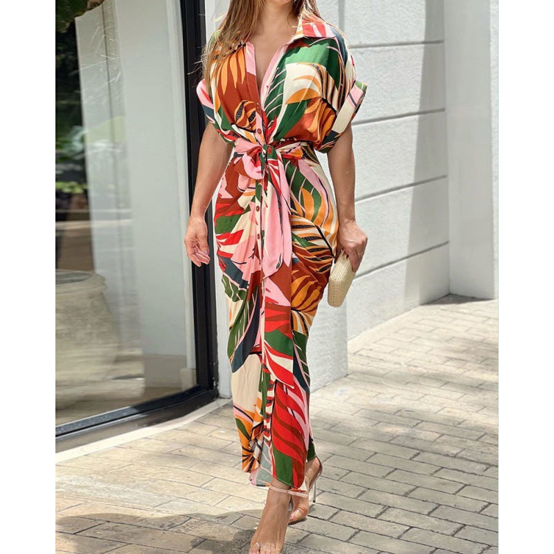 Amelia Floral Print Tie Front Maxi Dress - View 2