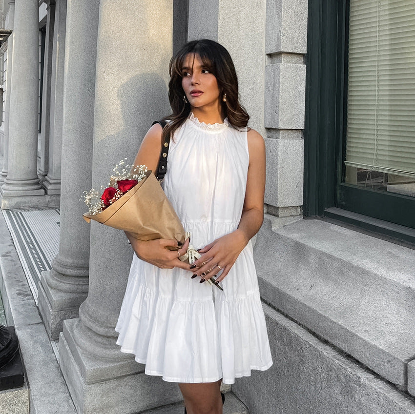 Sleeveless Ruffle Collar Tiered Babydoll A-Line Mini Dress - View 3