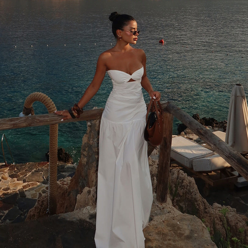 Strapless Twist Front Cut Out Tiered Maxi Dress 6