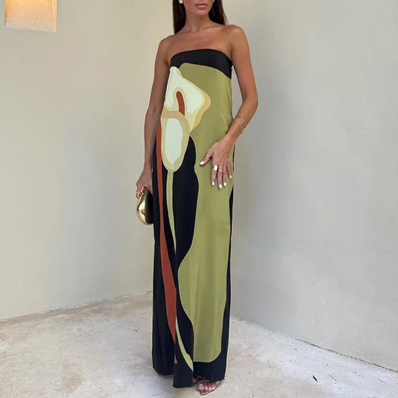 Strapless Floral Print Column Maxi Gown - View 7