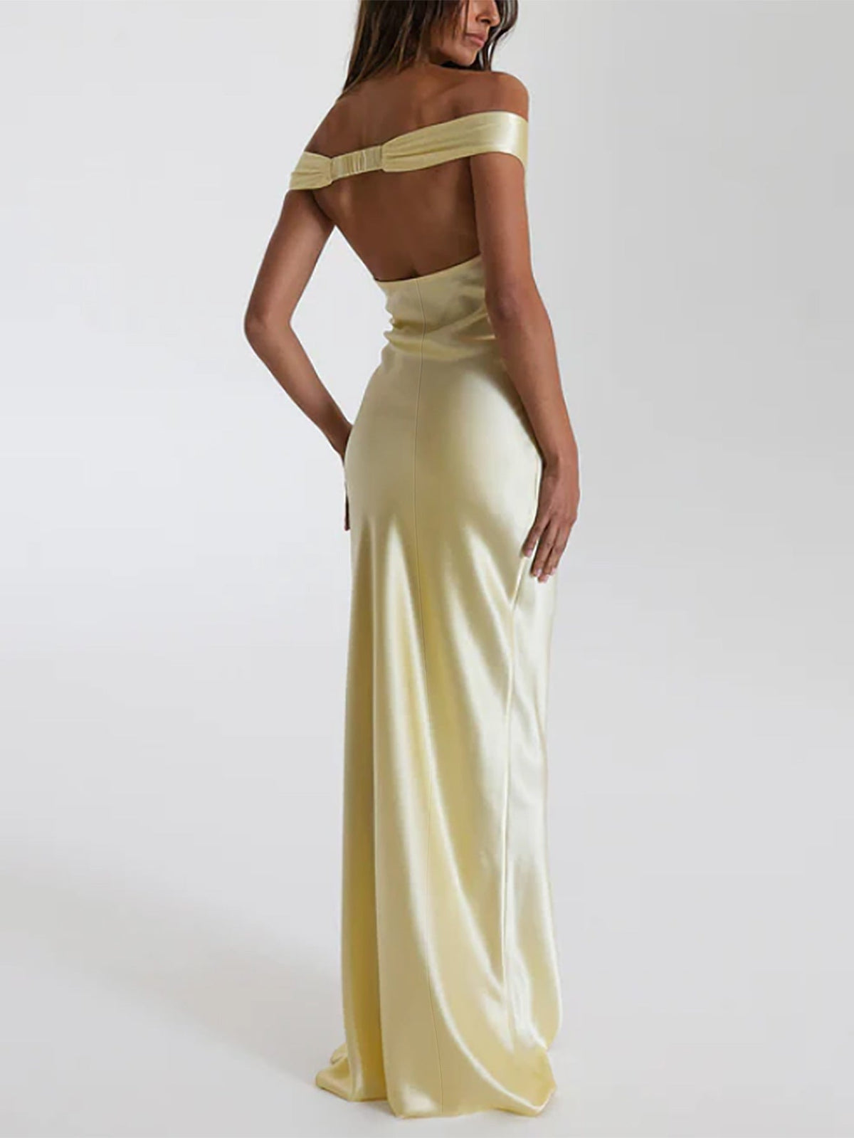 Off Shoulder Sweetheart Twist Front Satin Maxi Dress 10