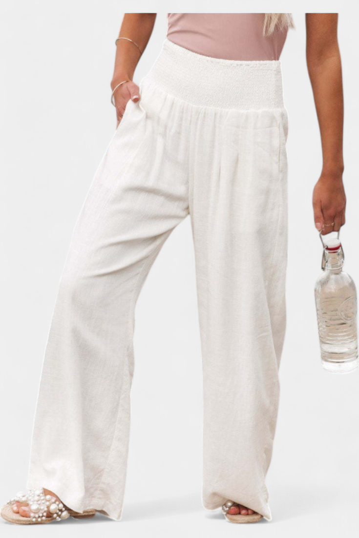 High Waist Smocked Wide Leg Pants 3