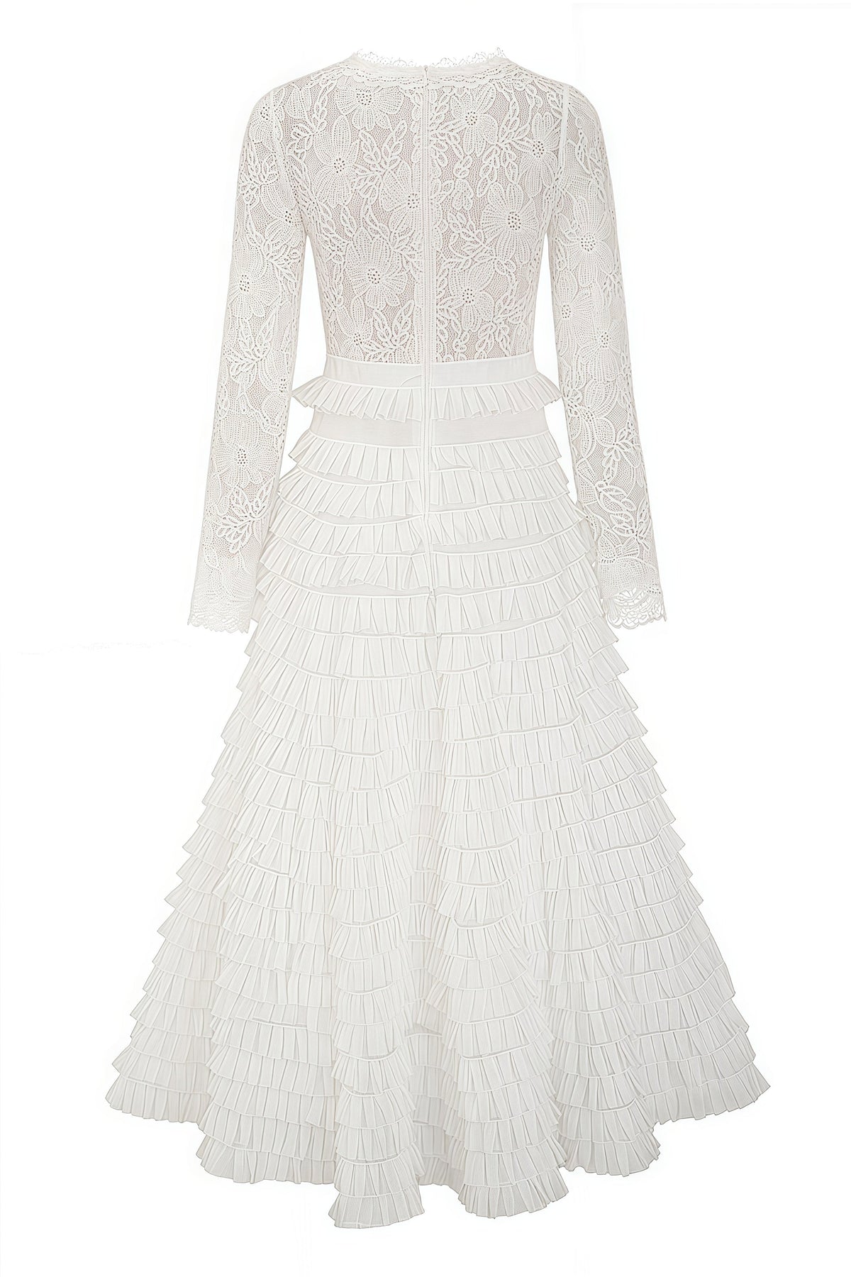 Yuio White Hollow Lace A-line Maxi Dress - View 6