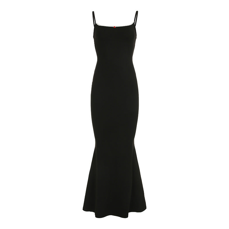 Tube Top Lace Slim Fit Maxi Dress Little Floral Stitching Suspender Sheath Fishtail Dress - View 6