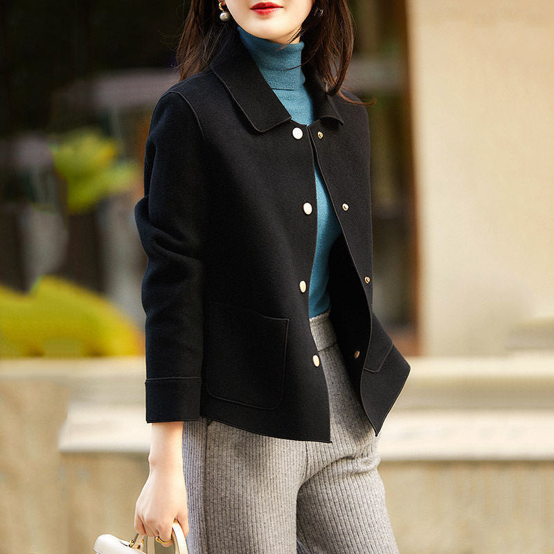 Button Front Collared Patch Pocket Cropped Jacket 2