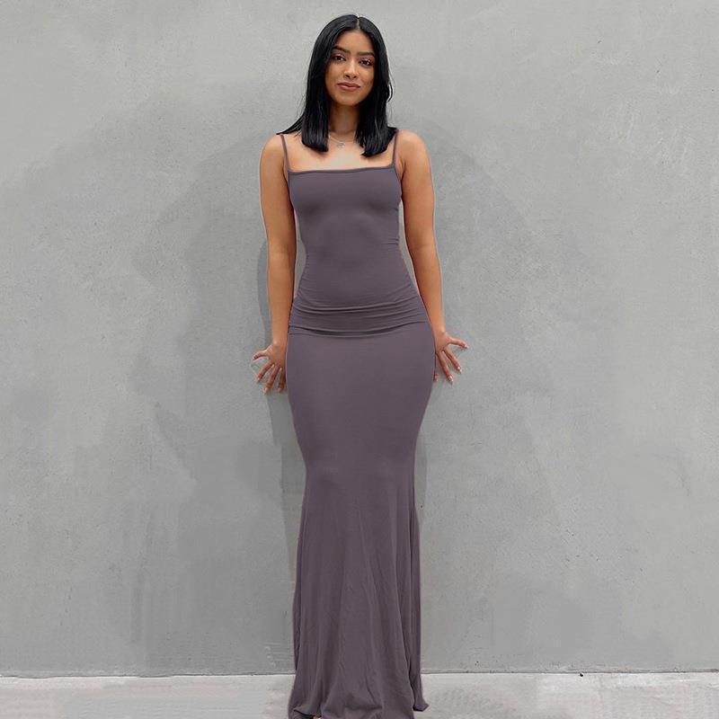 Scoop Neck Spaghetti Strap Bodycon Mermaid Maxi Dress 4
