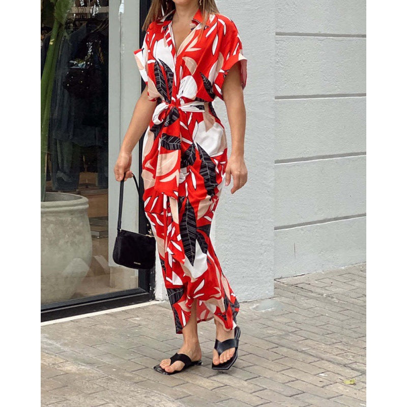 Amelia Floral Print Tie Front Maxi Dress - View 4