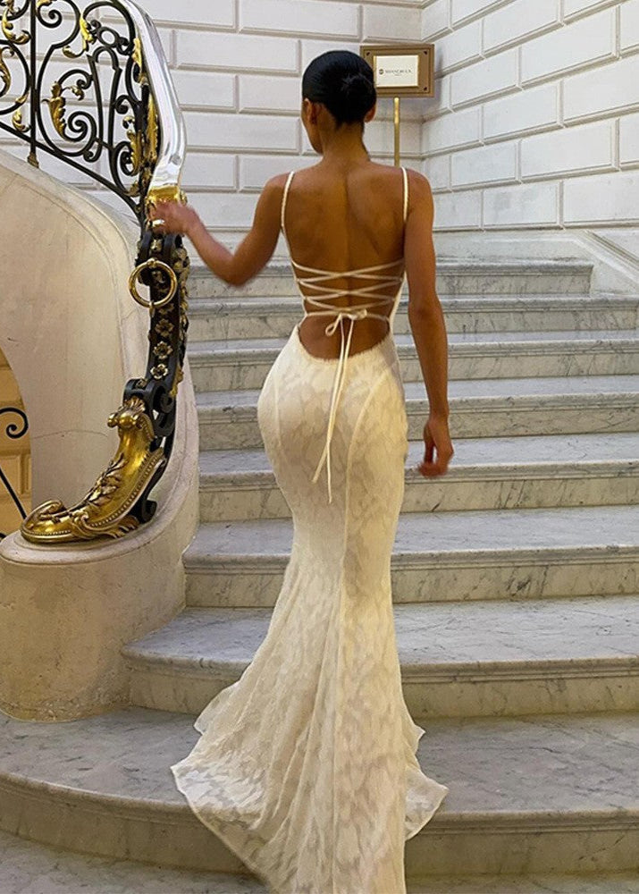 Seraphina Lace Back Satin Maxi Dress - View 9