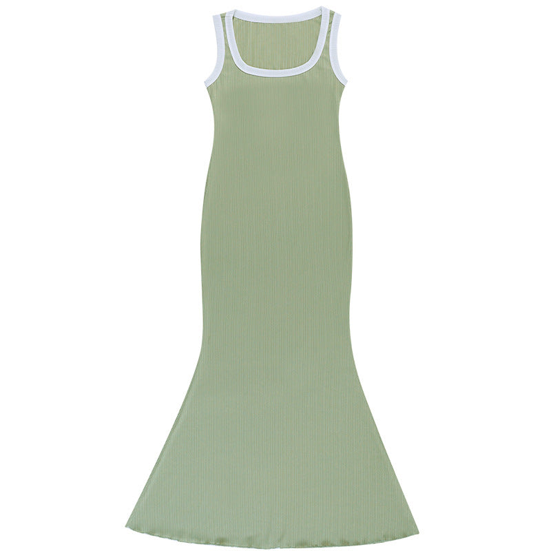 Square Neck Sleeveless Ribbed Mermaid Maxi Dress 2