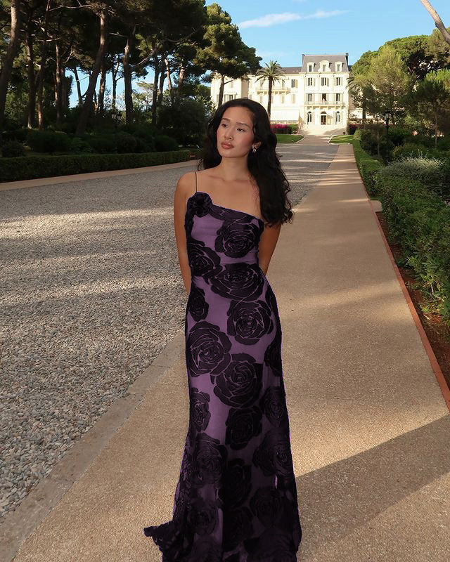 Floral Applique Spaghetti Strap Mesh Backless Slip Maxi Dress - View 8