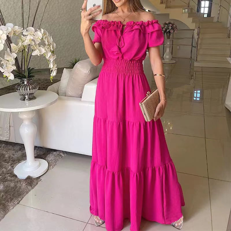 Off Shoulder Puff Sleeve Smocked Tiered Maxi Dress 3