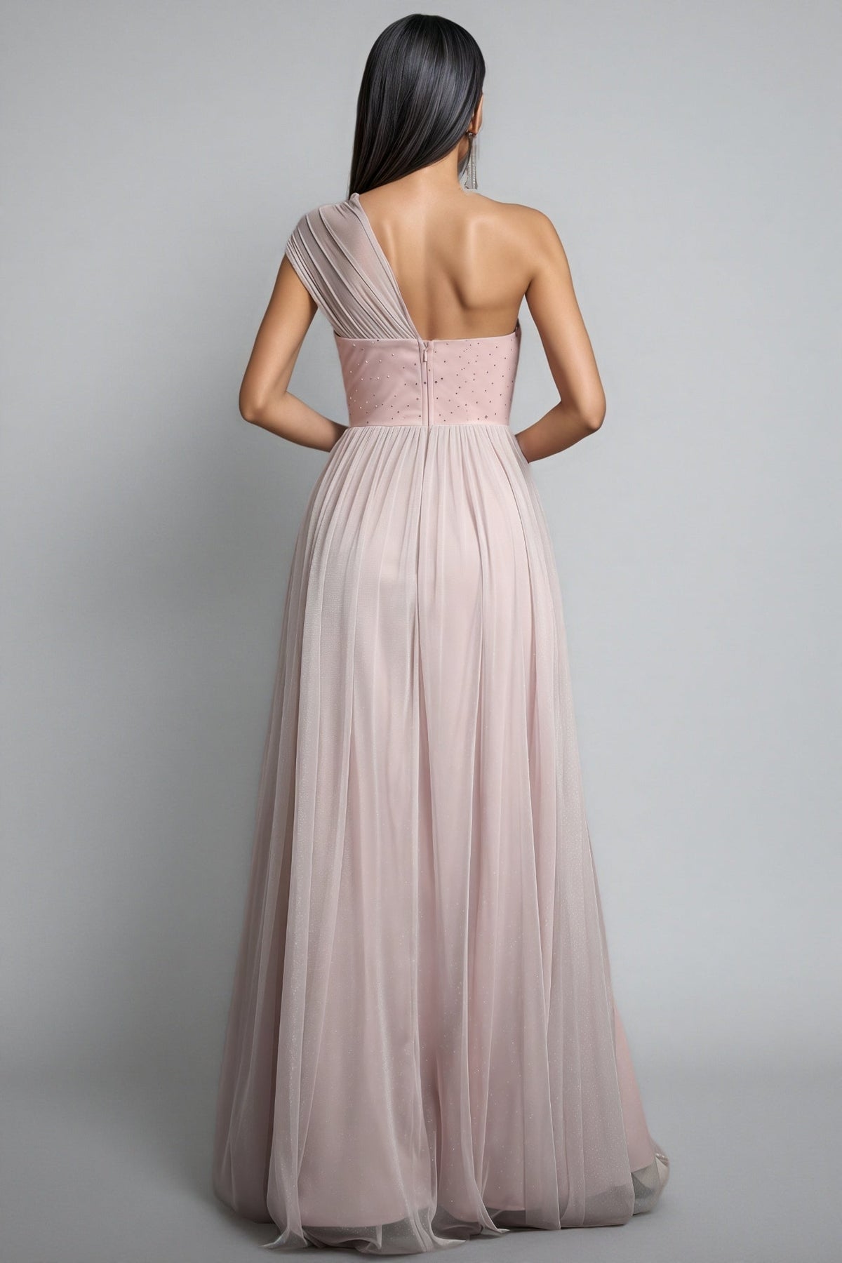 Ayven Pink One-Shoulder Mesh Maxi Dress - View 6