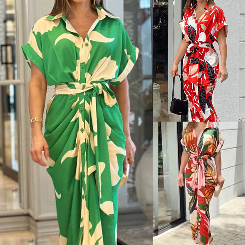 Amelia Floral Print Tie Front Maxi Dress