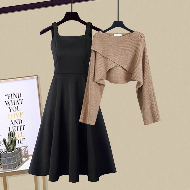 Sleeveless Slip Dress and Cropped Sweater Two Piece Set 2