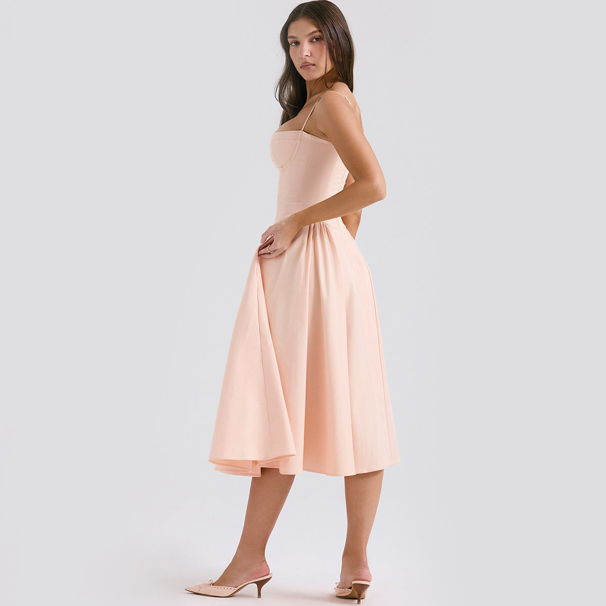 Velvet Corset Bodycon Midi Dress - View 3